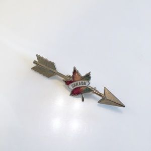 Canada Arrow Maple Leaf Silver Tone Pin Brooch